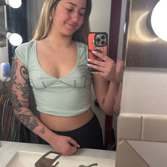 Urban Outfitters Blue V Neck Crop Top - Picture 1 of 2